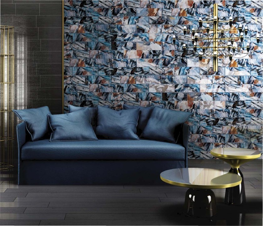 Marble Design & 3D Beveled Agate Stone Mirro Glass