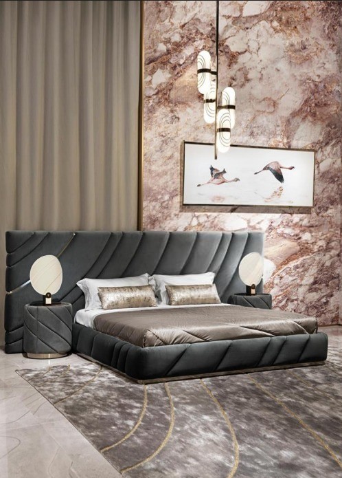 BED WITH HIGH HEADBOARD